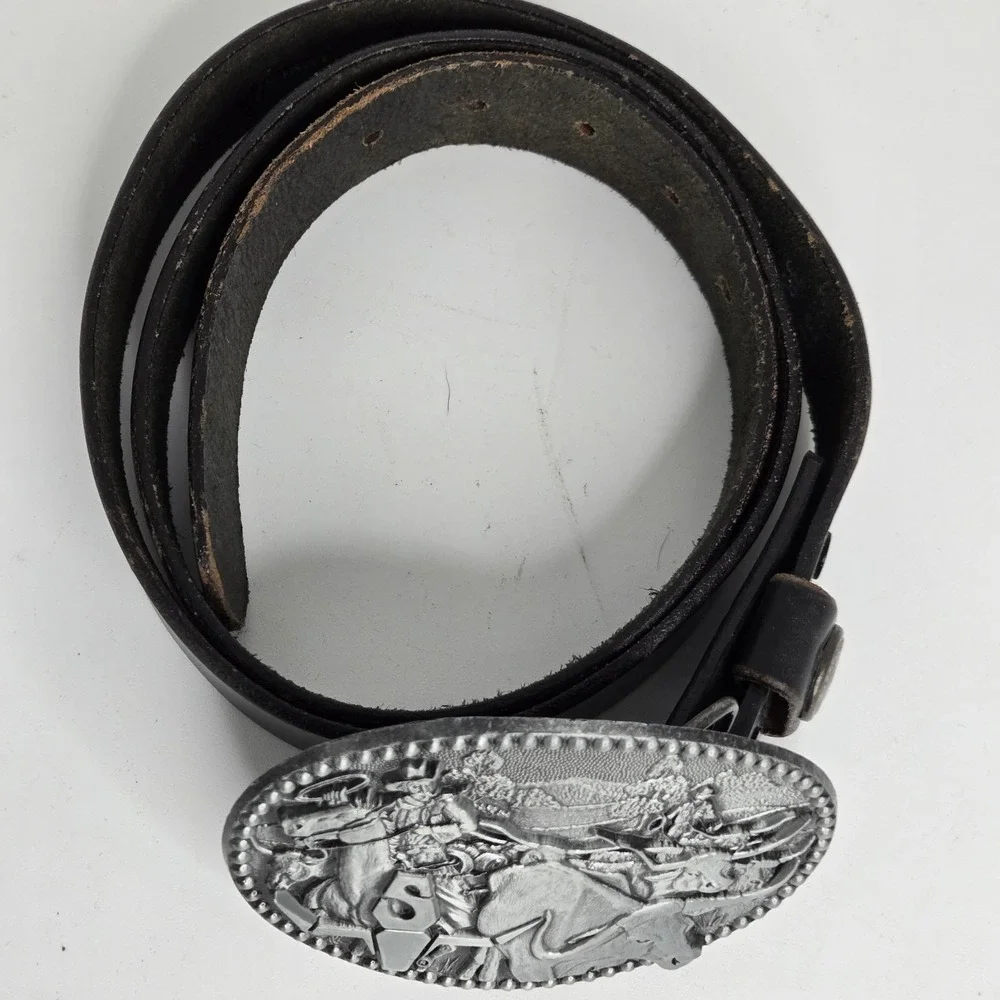 Vintage Western Cowboy Belt Sz 38 Levi's USA Leather ADM Zee Series Cattle Drive
